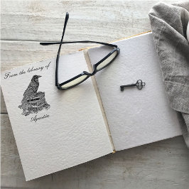 Crow Wooden Stamp In The Library Gummistempel