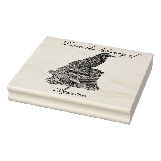 Crow Wooden Stamp In The Library Gummistempel (Stempel)