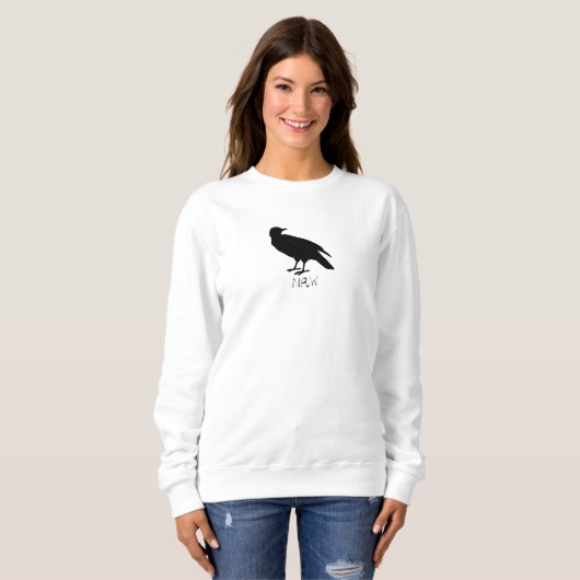 Crow-Zeichn und Naw-Silhouette in Schwarz Sweatshirt (Vorne ganz)