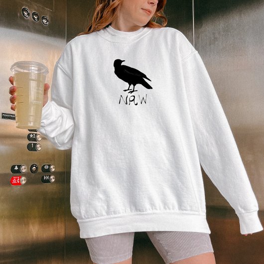 Crow-Zeichn und Naw-Silhouette in Schwarz Sweatshirt