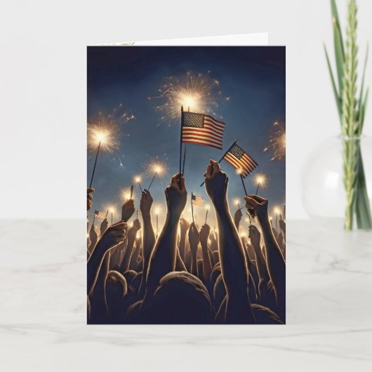 Crowd Celebrating 4 of July Karte (Vorderseite)