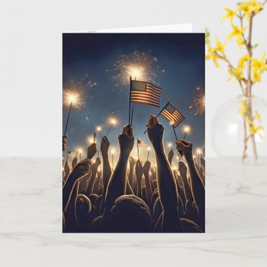 Crowd Celebrating 4 of July Karte (Gelbe Blume)