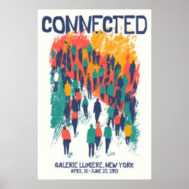 Crowd Illustration Art Print Connected Community Poster