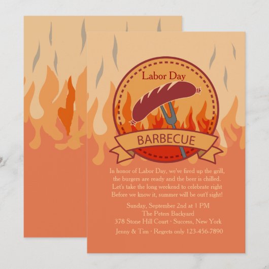 Crowd Pleaser Barbecue Einladung (Vorne/Hinten)