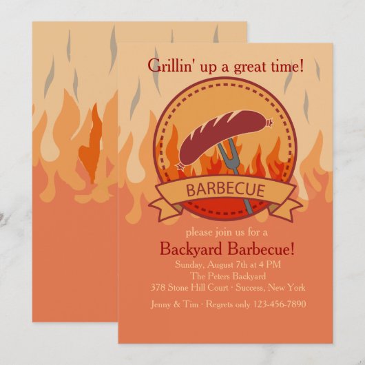 Crowd Pleaser Barbecue Einladung (Vorne/Hinten)