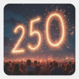 Crowd Watching 250. Geburtstag Feuerwerk Quadratischer Aufkleber