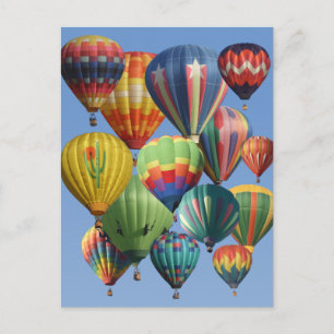 Crowded Colorful Hot Air Balloons Postkarte