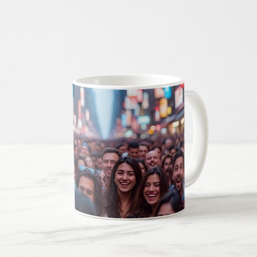"Crowded Street Smiles" Kaffeetasse (VorderseiteRechts)