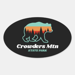 Crowders Mountain Staat Park NC Bär Retro Vintag Ovaler Aufkleber