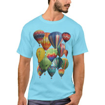 Crowful Hot Air Balloons auf blauem T - Shirt