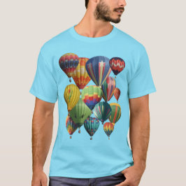 Crowful Hot Air Balloons auf blauem T - Shirt