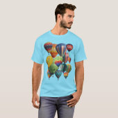 Crowful Hot Air Balloons auf blauem T - Shirt (Vorne ganz)
