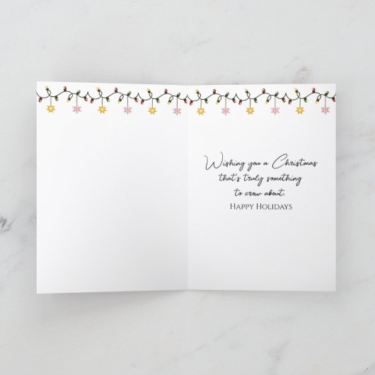 Crowing Christmas Rooster Wearing a Santa Hat Karte (Innenseite)