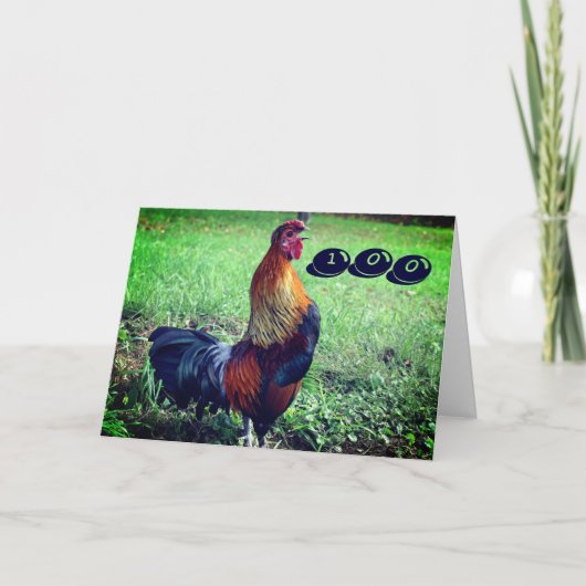 Crowing Rooster Funny 100. Geburtstag Karte (Vorderseite)