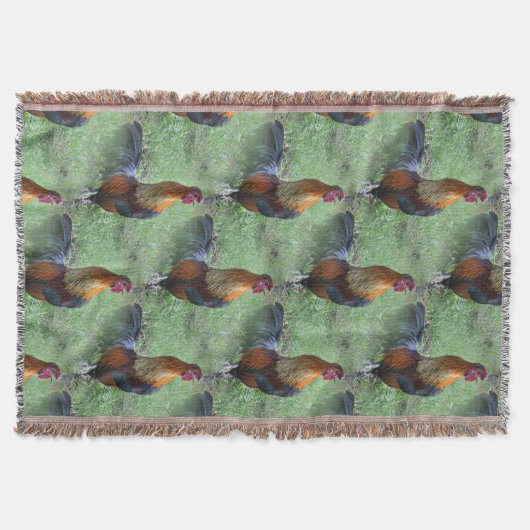 Crowing Rooster Nature Art Pattern Decke (Vorderseite)