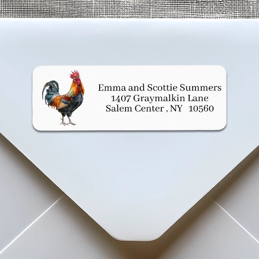 Crowing Rooster Wasserfarbe Rücksendeadresse