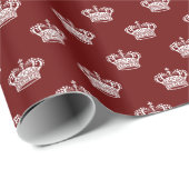 Crown 01 - White on Ruby Red Geschenkpapier (Rolleneckpunkt)