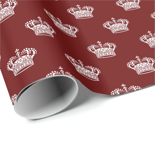 Crown 01 - White on Ruby Red Geschenkpapier (Rolleneckpunkt)