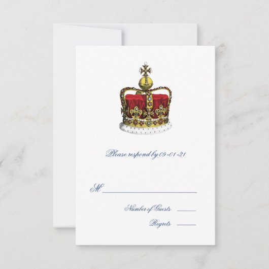 Crown and Union Jack Flag Wedding RSVP (Vorderseite)