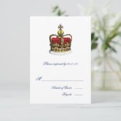 Crown and Union Jack Flag Wedding RSVP Karte (Stehend Vorderseite)