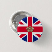 Crown and Union Jack Patriotic 3 Cm Round Abzeiche Button (Vorne & Hinten)