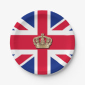Crown and Union Jack Patriotic Paper Plate Pappteller (Vorderseite)