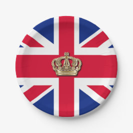 Crown and Union Jack Patriotic Paper Plate Pappteller