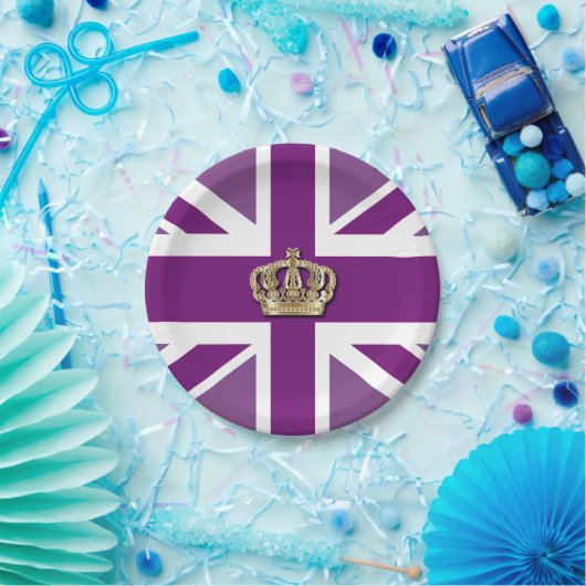 Crown and Union Jack Patriotic Pappteller (Party)