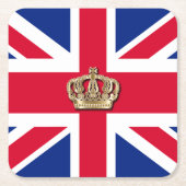 Crown and Union Jack Patriotic Rechteckiger Pappuntersetzer (Vorderseite)