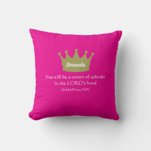 Crown Bibelvers Christlicher Glaube Hot Pink Kissen