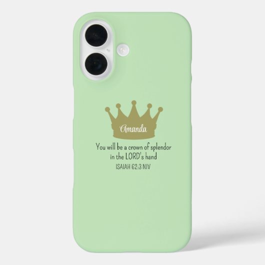 Crown Bible Verse Christlich Faith Light Green Case-Mate iPhone Hülle (Rückseite)