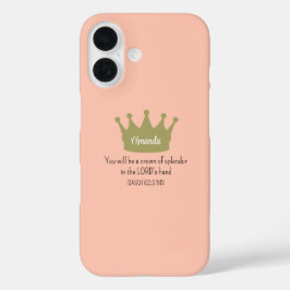 Crown Bible Verse Christlich Faith Light Peach iPhone 16 Hülle