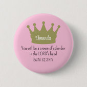 Crown Bible Verse Christlich Faith Light Pink Button (Vorderseite)