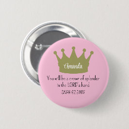 Crown Bible Verse Christlich Faith Light Pink Button