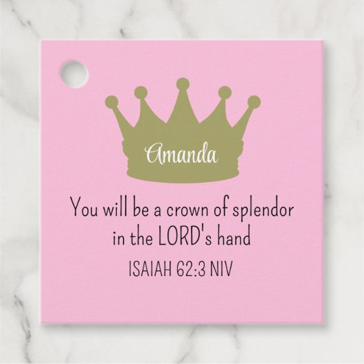Crown Bible Verse Christlich Faith Light Pink Geschenkanhänger (Vorderseite)