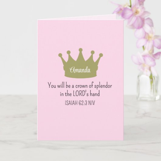 Crown Bible Verse Christlich Faith Light Pink Karte (Orchidee)