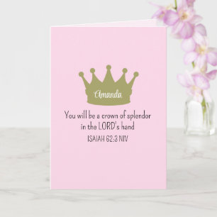 Crown Bible Verse Christlich Faith Light Pink Karte