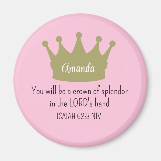 Crown Bible Verse Christlich Faith Light Pink Magnet (Vorne)