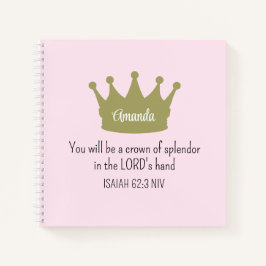 Crown Bible Verse Christlich Faith Light Pink Notizblock