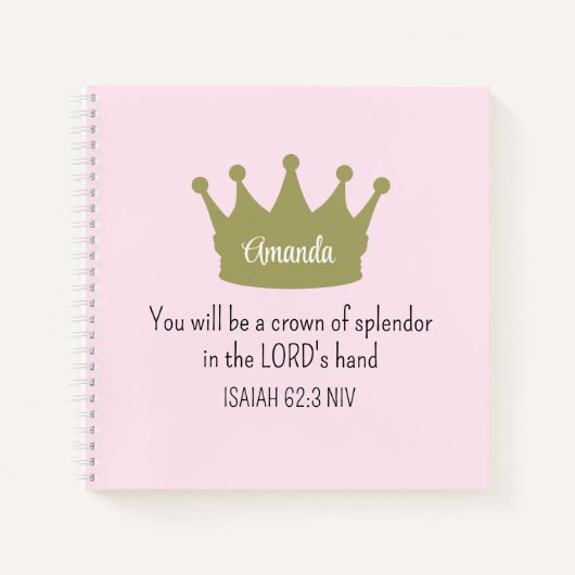 Crown Bible Verse Christlich Faith Light Pink Notizblock (Vorderseite)