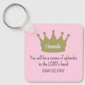 Crown Bible Verse Christlich Faith Light Pink Schlüsselanhänger (Vorderseite)