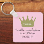 Crown Bible Verse Christlich Faith Light Pink Schlüsselanhänger (Vorderseite)