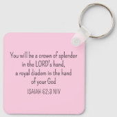 Crown Bible Verse Christlich Faith Light Pink Schlüsselanhänger (Rückseite)