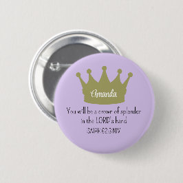 Crown Bible Verse Christliche Glaubenslehre Lila Button