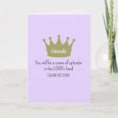 Crown Bible Verse Christliche Glaubenslehre Lila Karte (Vorderseite)