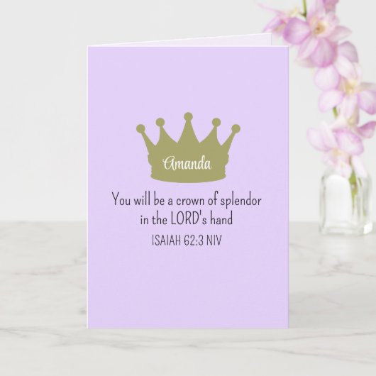 Crown Bible Verse Christliche Glaubenslehre Lila Karte (Orchidee)
