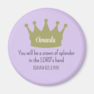 Crown Bible Verse Christliche Glaubenslehre Lila Magnet