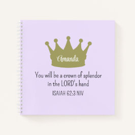 Crown Bible Verse Christliche Glaubenslehre Lila Notizblock