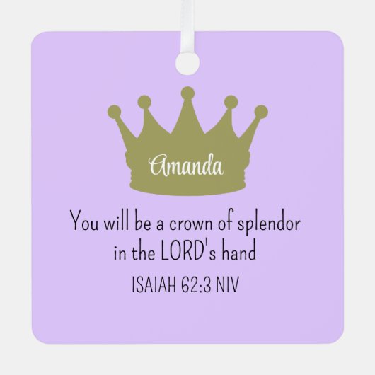 Crown Bible Verse Christliche Glaubenslehre Lila Ornament Aus Metall (Vorderseite)