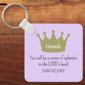 Crown Bible Verse Christliche Glaubenslehre Lila Schlüsselanhänger (Vorderseite)